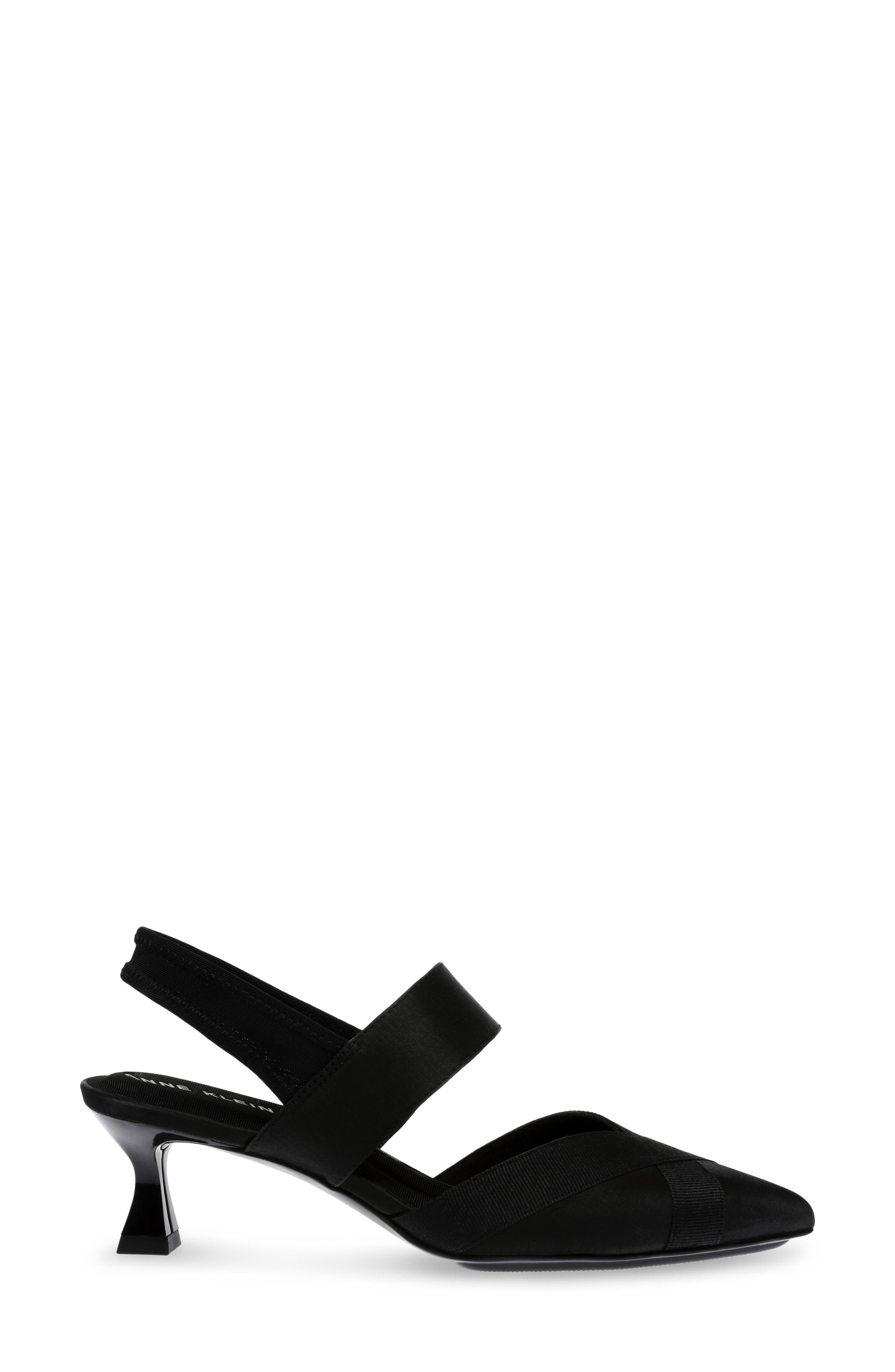 Anne Klein Ireland Kitten Heel Pointed Toe Pump, Alternate, color, Black Fabric