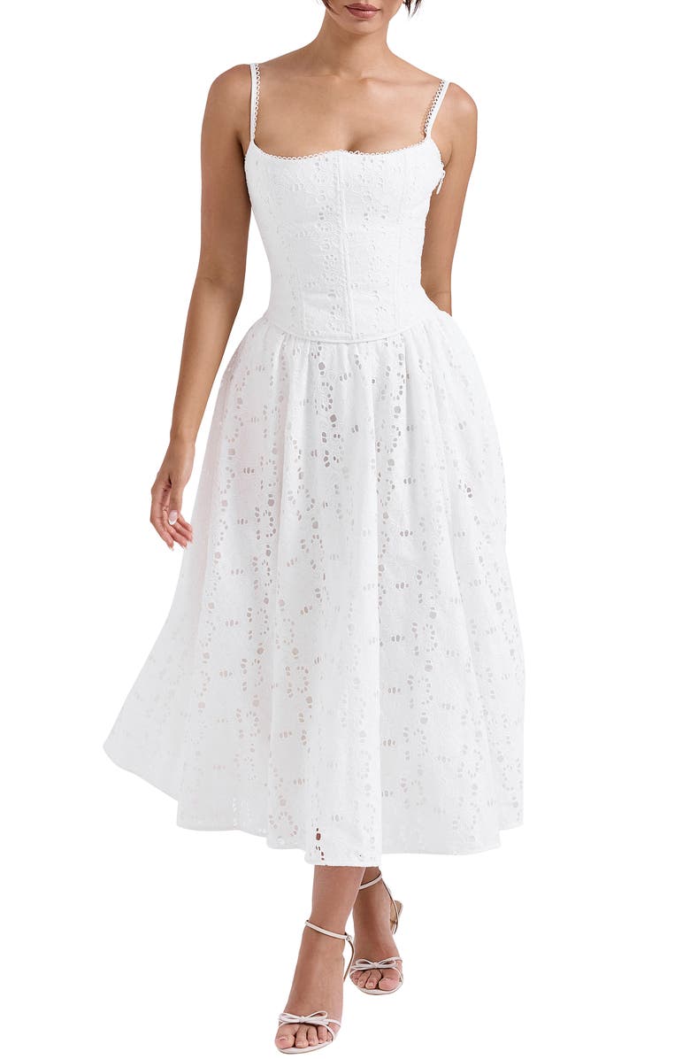 HOUSE OF CB Francine Cotton Eyelet Skirt, Main, color, Cloud Dancer