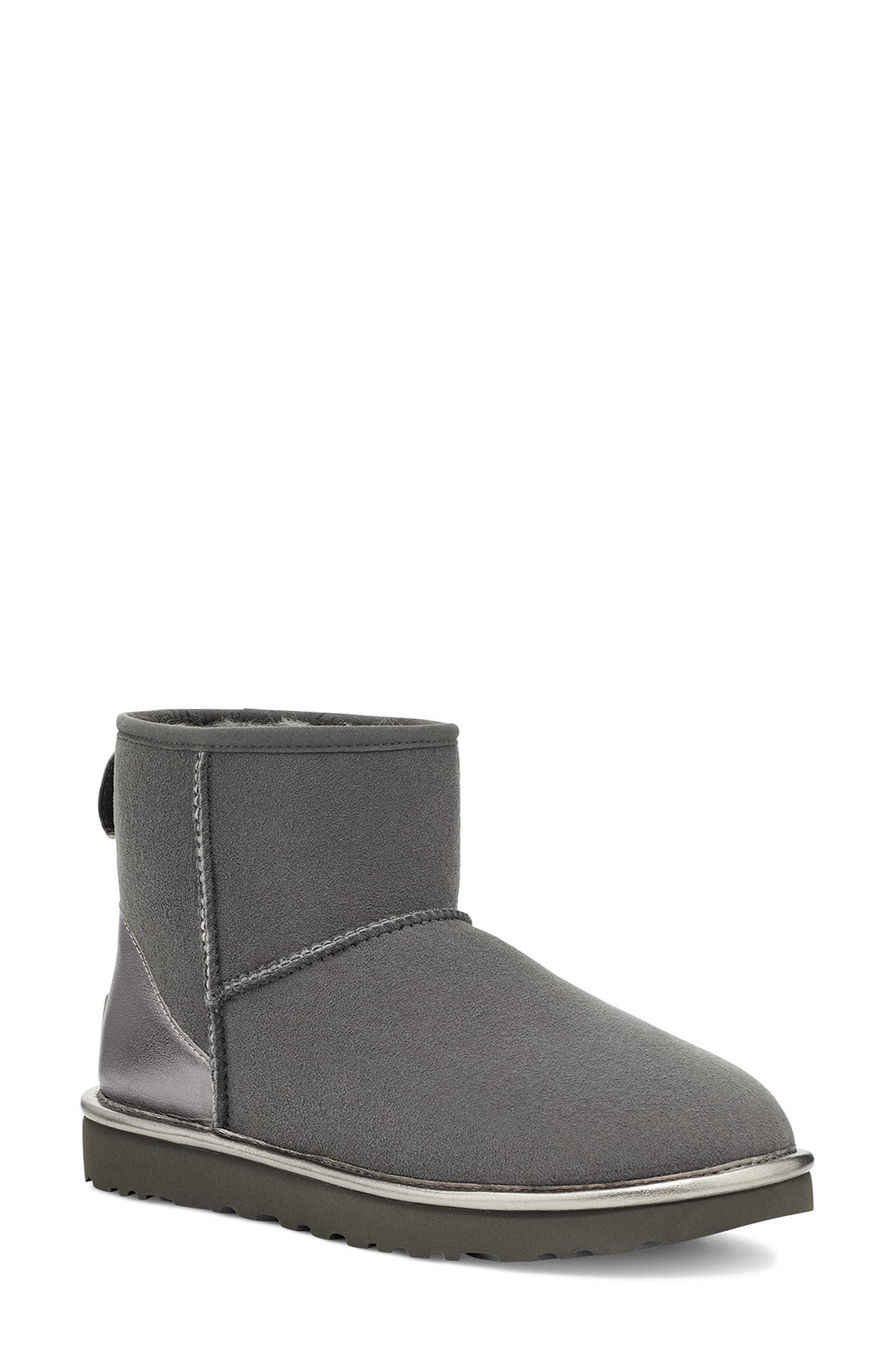 UGG Classic Mini II Genuine Shearling Lined Boot, Main, color, CHARCOAL SHINE
