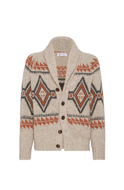 Geometric jacquard cardigan