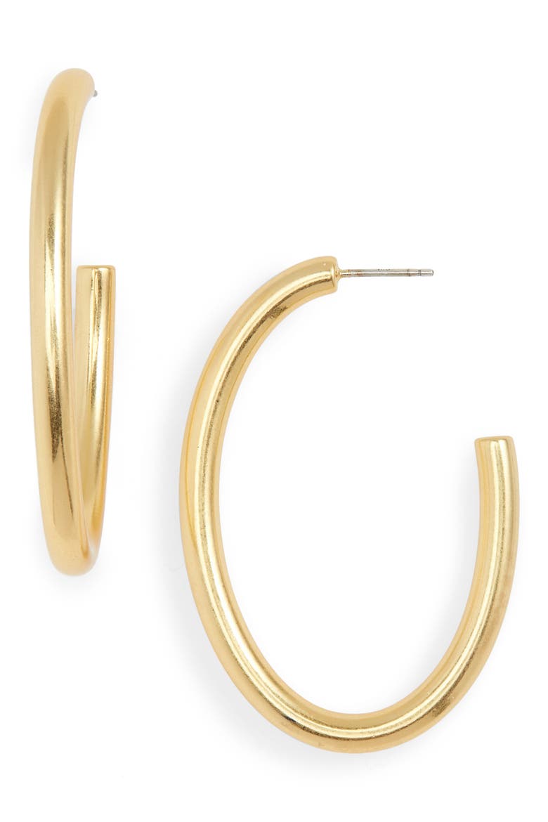 Chunky Oval Hoop Earrings, Main, color, VINTAGE GOLD