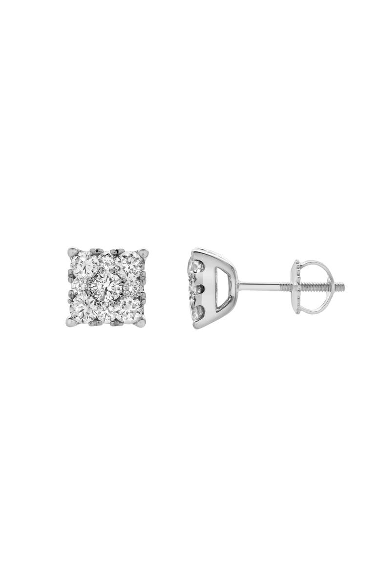Nova 14K White Gold Cluster Lab Grown Diamond Unisex Earrings - 0.75 Cts, Main, color, 14K White Gold