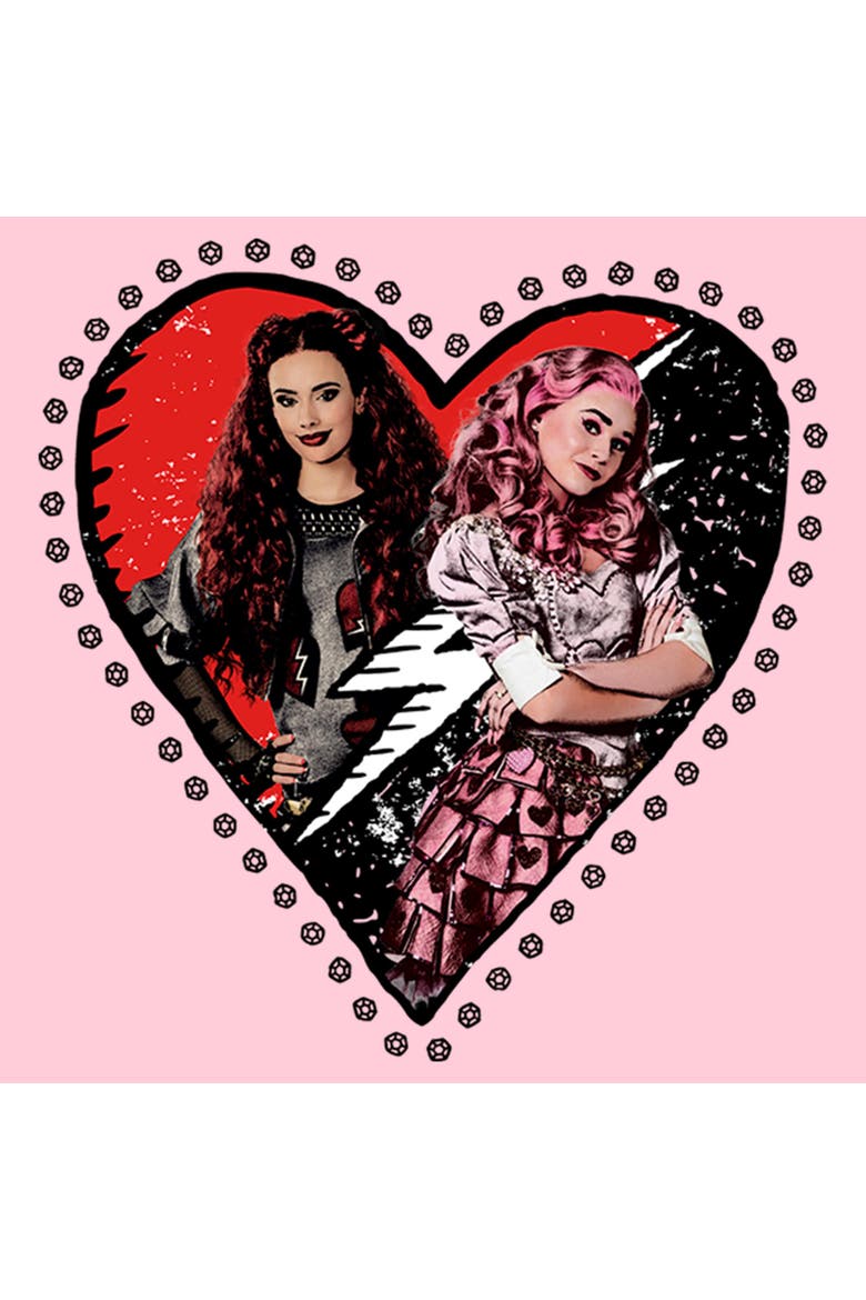 Girl's Descendants The Rise of Red Bridget and Daughter Photo Heart  Graphic T-Shirt, Alternate, color, Light Pink