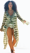 FASHION-SZN CURVE Curve Tie Dye Ruffle Resort Kaftan