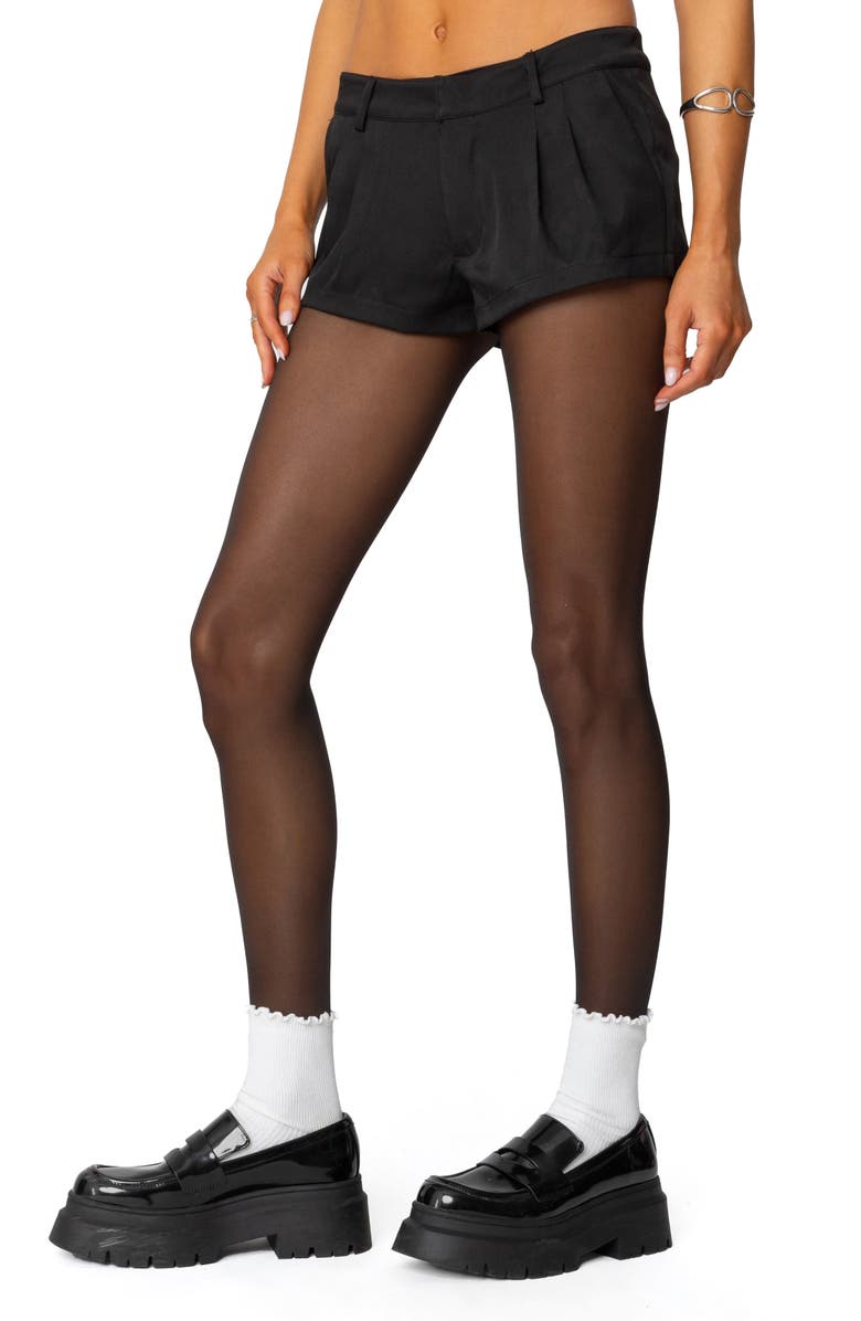 EDIKTED Kera Front Pleat Micro Shorts, Alternate, color, Black