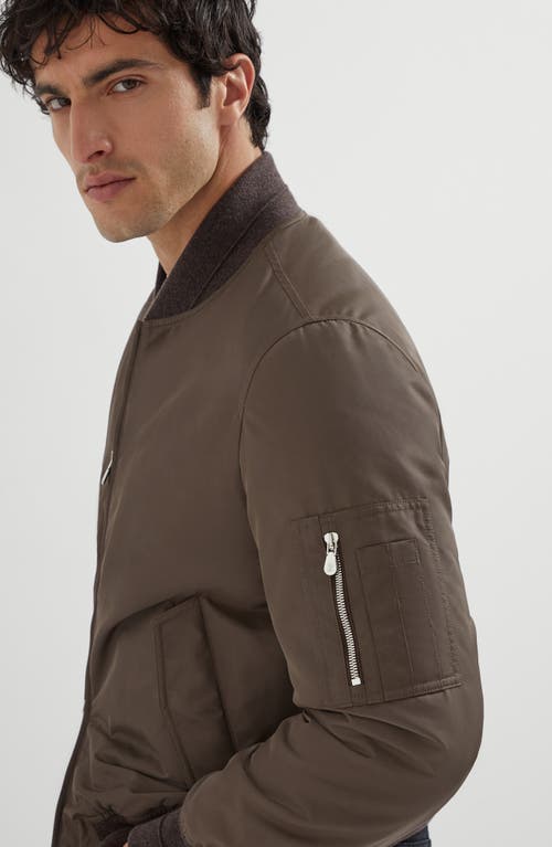 Brunello Cucinelli Bomber Jacket With Padding In Brown