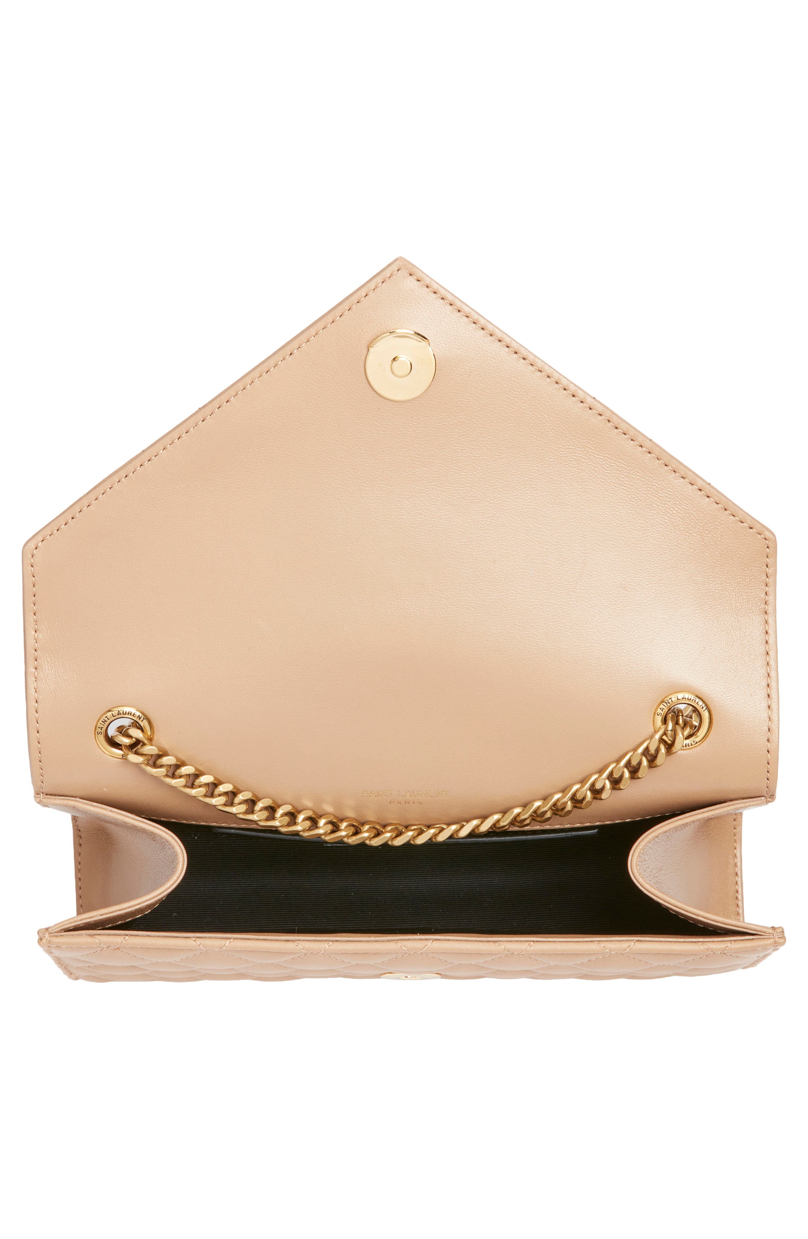 Saint Laurent Small Envelope Chain Strap Leather Shoulder Bag, Alternate, color, Dark Toffee