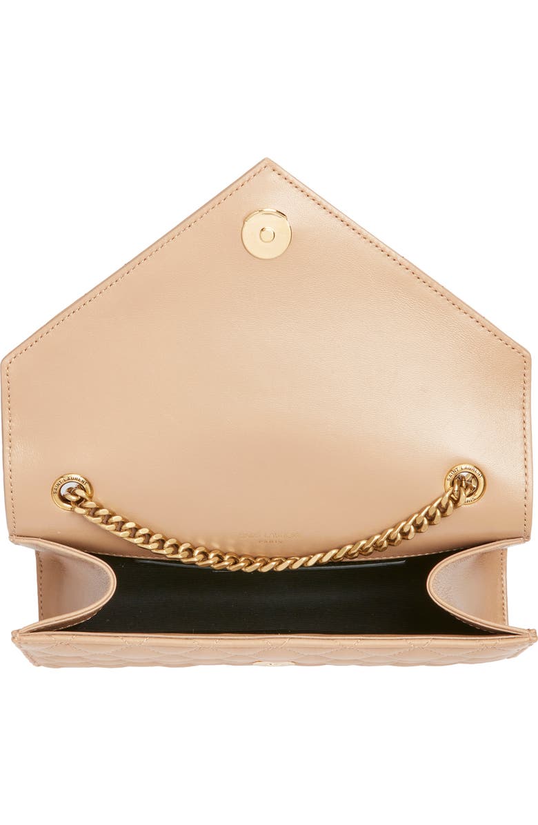 Saint Laurent Small Envelope Chain Strap Leather Shoulder Bag, Alternate, color, Dark Toffee