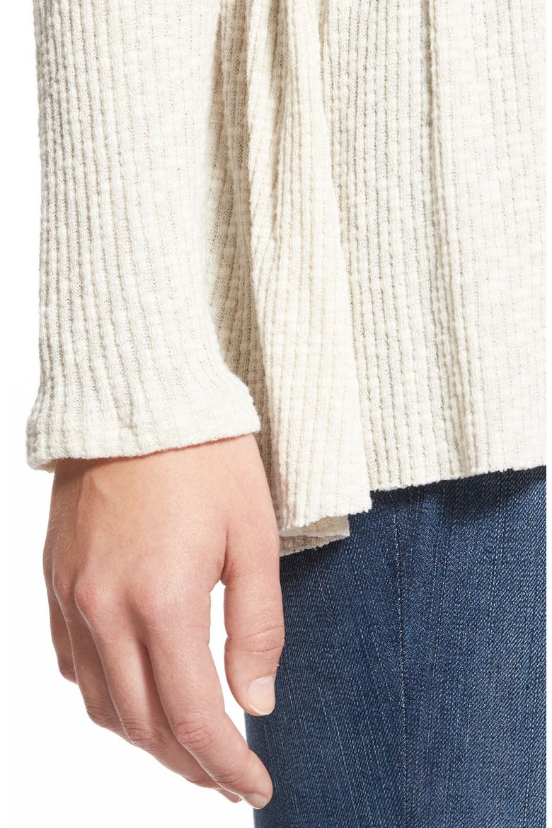 Stripe Thermal Peplum Top, Alternate, color, IVORY HEATHER