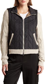 Democracy Mock Neck Quilted Two-Fer Jacket