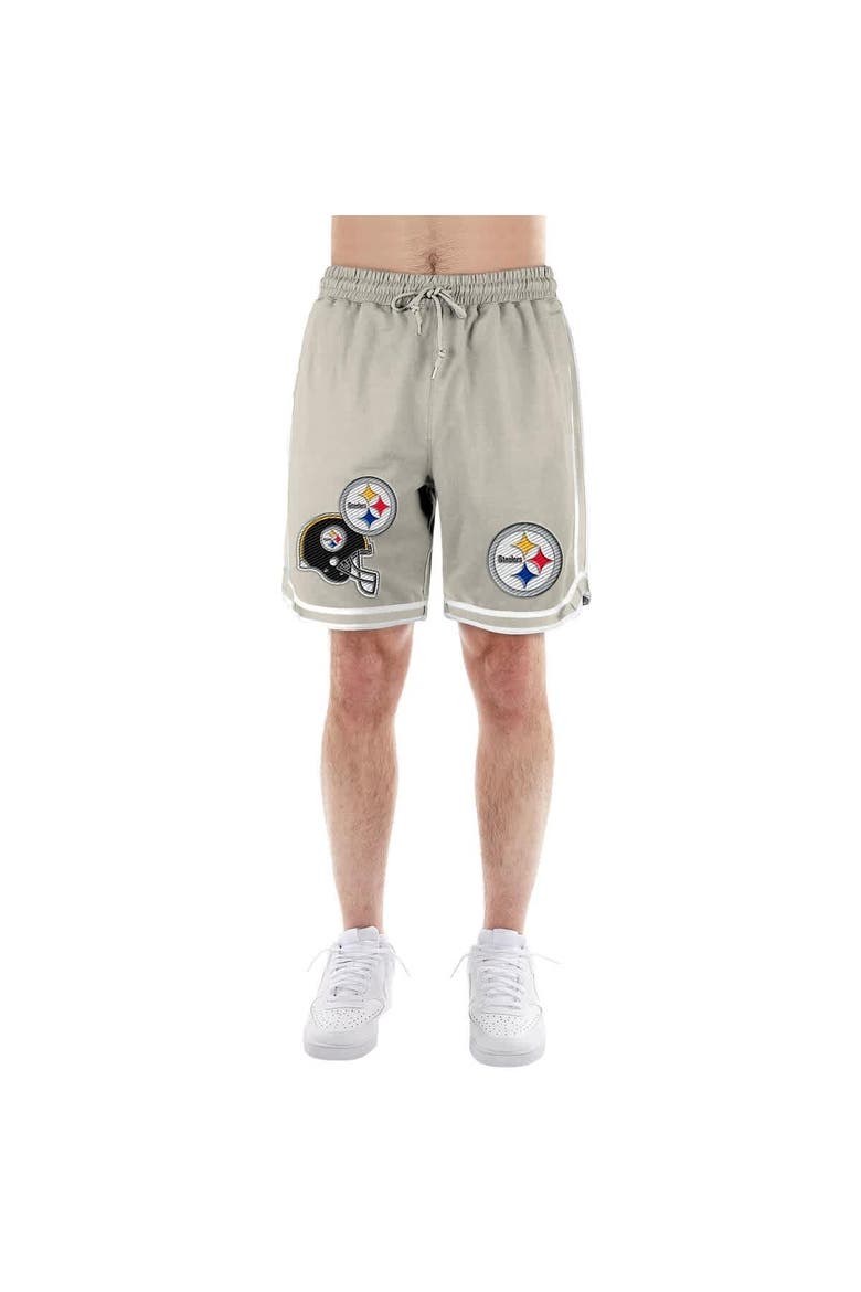 Men's New Era Light Beige Pittsburgh Steelers Stone Multi Patch Shorts, Alternate, color, Light Beige