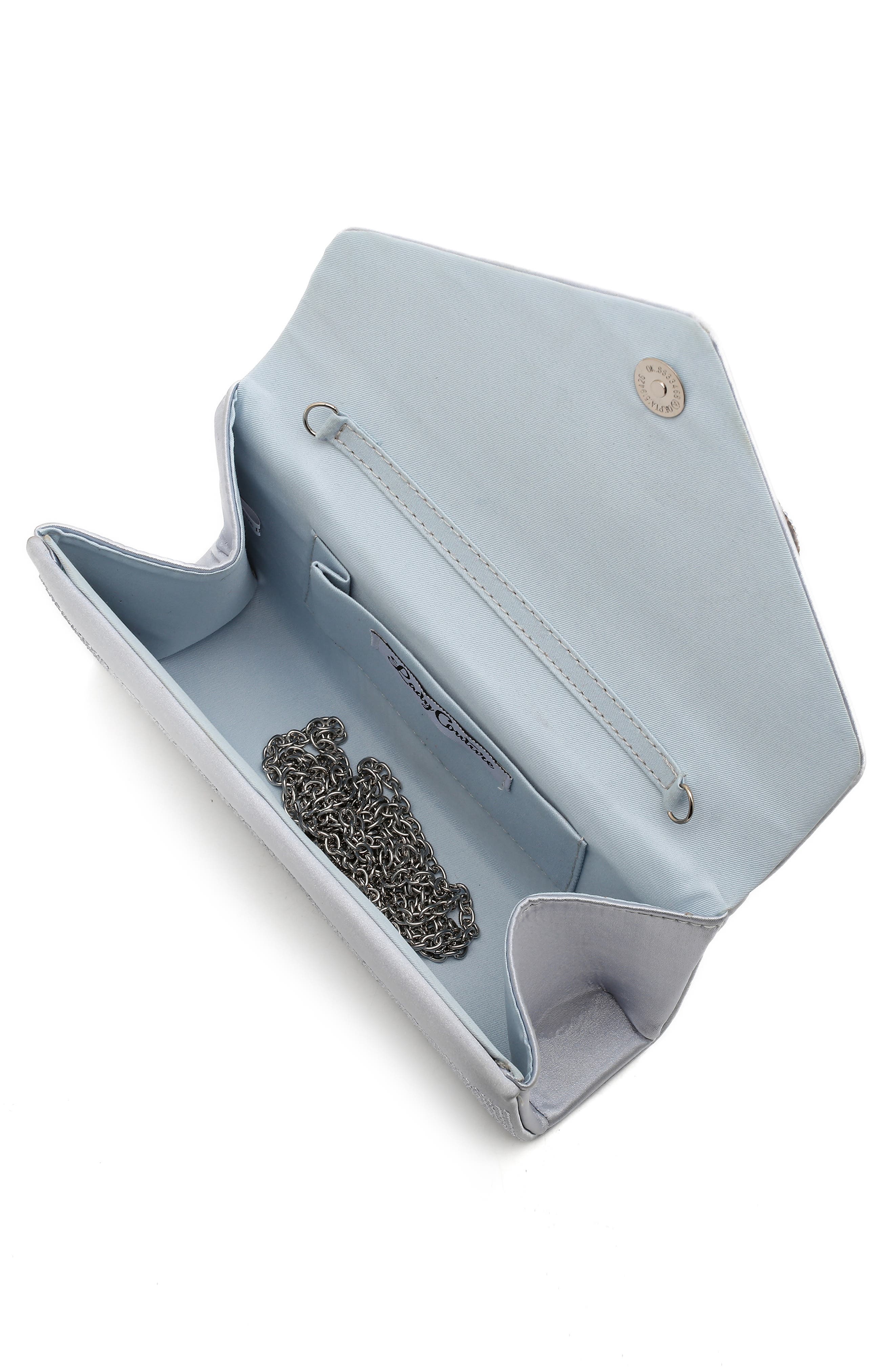 Petal Rhinestone Envelope Clutch, Main, color, SILVER