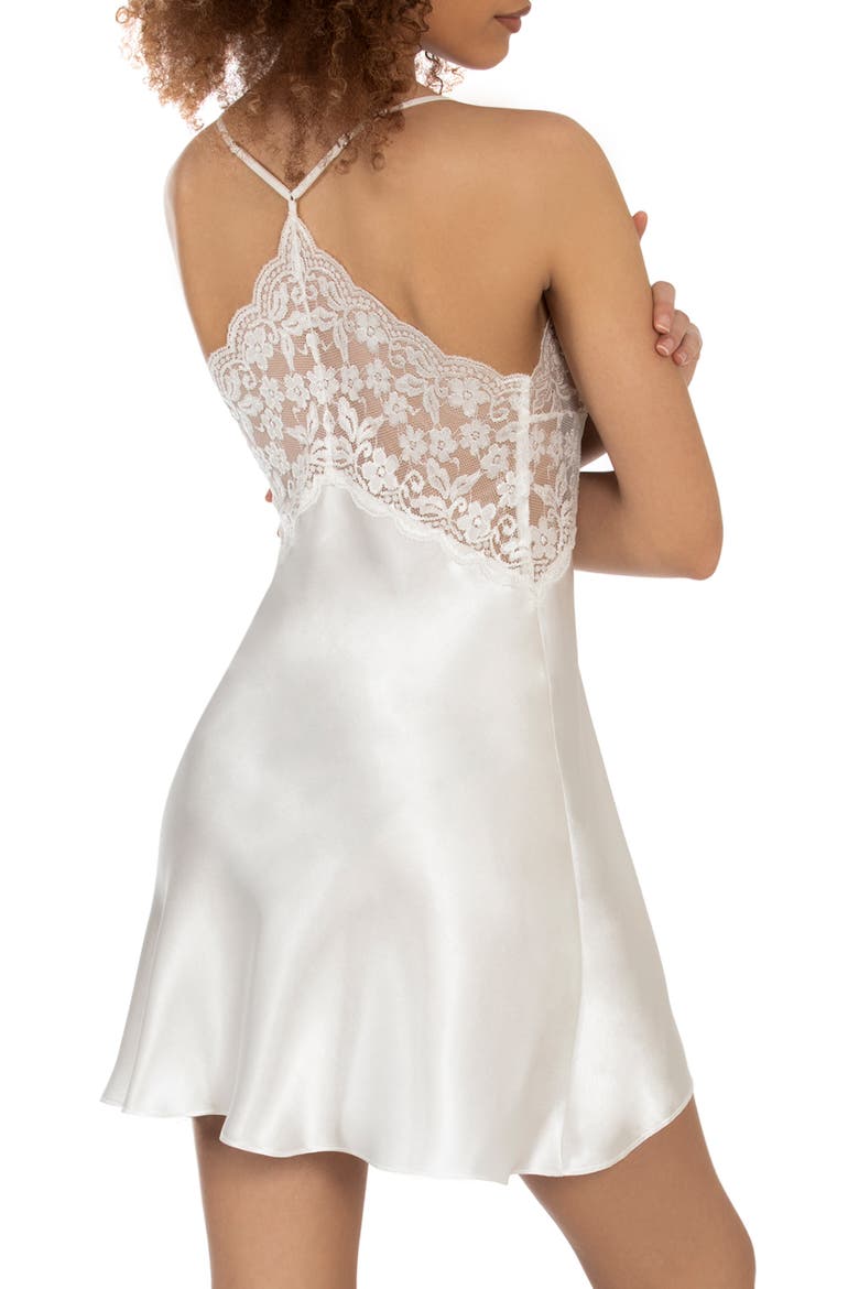 Lace & Satin Chemise, Alternate, color, IVORY