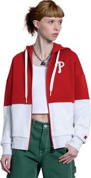 STARTER Women's Starter Red/Heather Gray Philadelphia Phillies Wishbone Full-Zip Hoodie