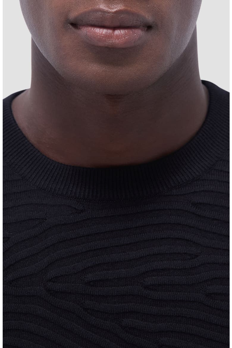 Textured Cotton, Silk & Cashmere Crewneck Sweater, Alternate, color, BLACK