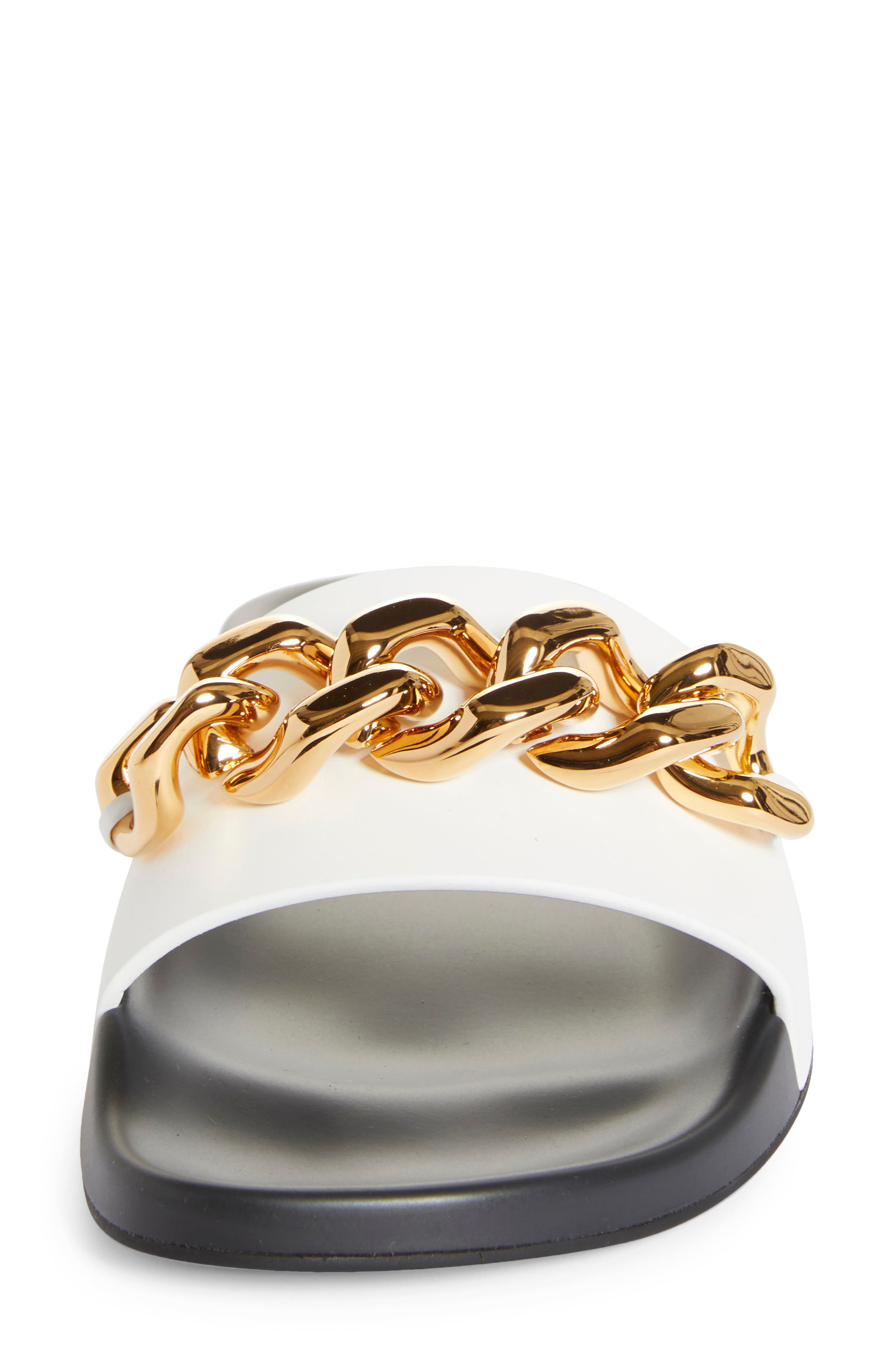 Medusa Chain Slide Sandal, Alternate, color, WHITE/ BLACK/ GOLD