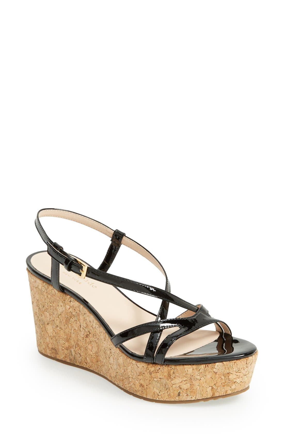 'talanse' wedge sandal, Main, color, BLACK