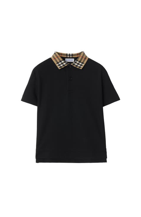 Check Collar Cotton Polo Shirt
