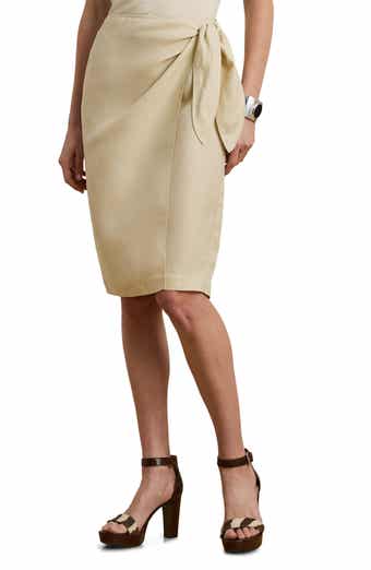 Lauren Ralph Lauren Linen Blend Twil Wrap Skirt