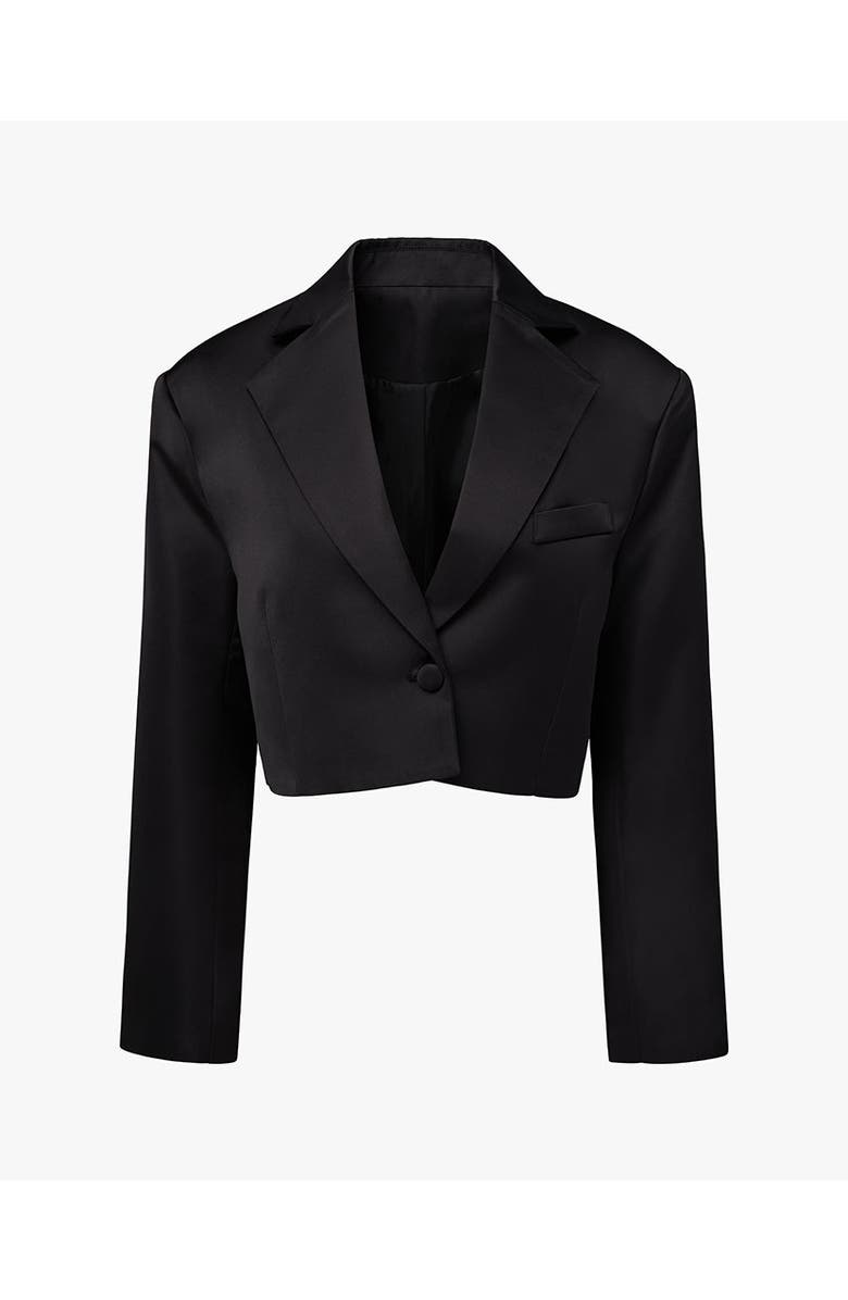 WeWoreWhat Cropped Satin Blazer, Alternate, color, 