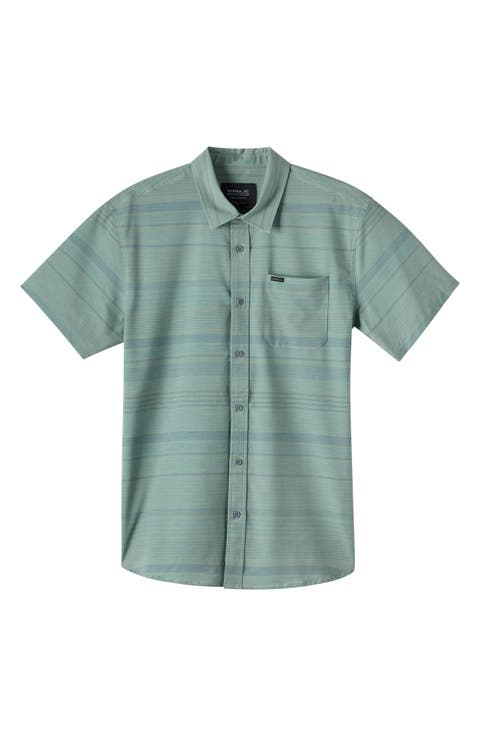 TRVLR UPF Traverse Stripe Short Sleeve Performance Button-Up Shirt