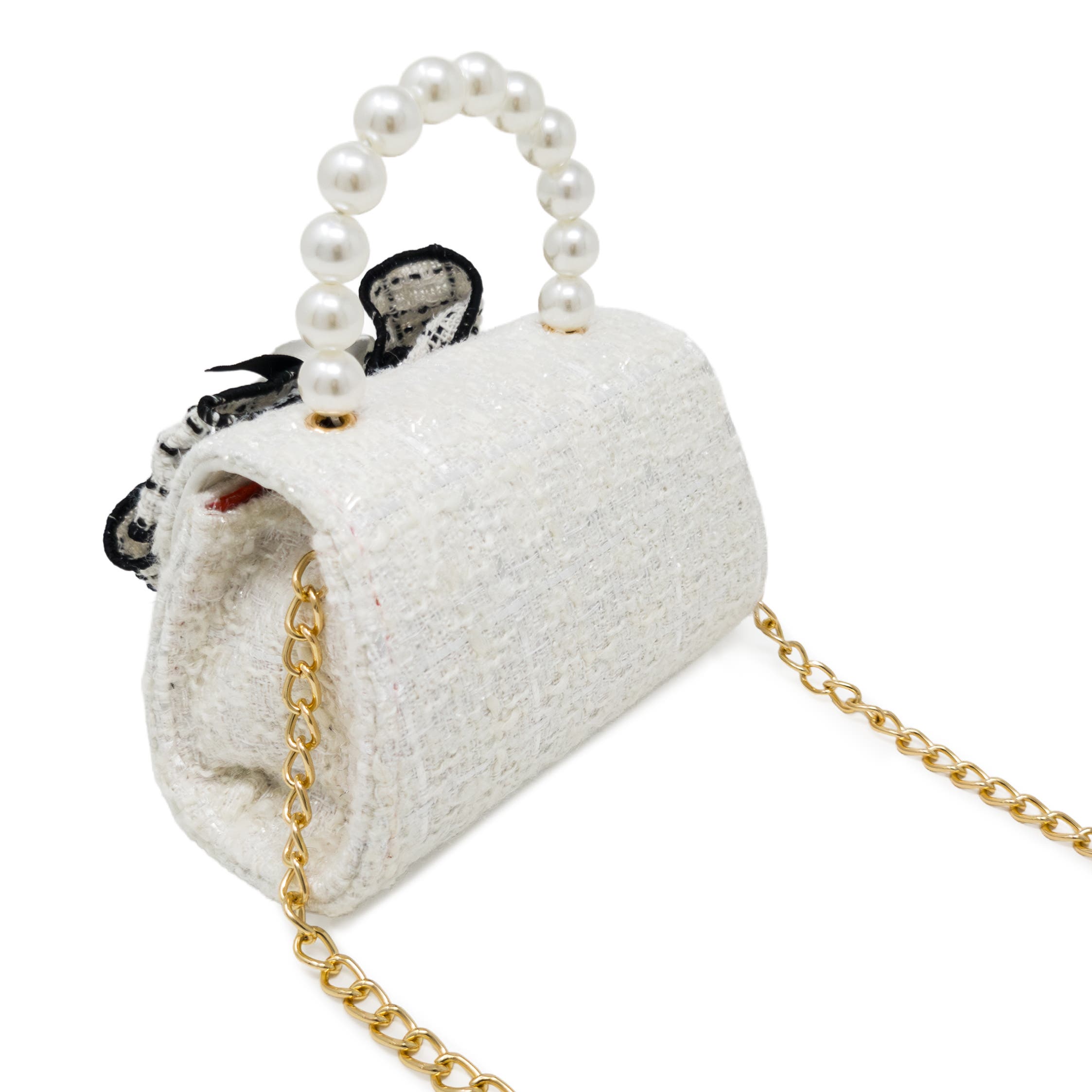Coco Ribbon Bow Pearl Handbag, Alternate, color, Ivory Pearl