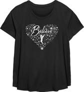 Peter Pan Women's Peter Pan Believe Christmas Snowflakes Graphic T-Shirt
