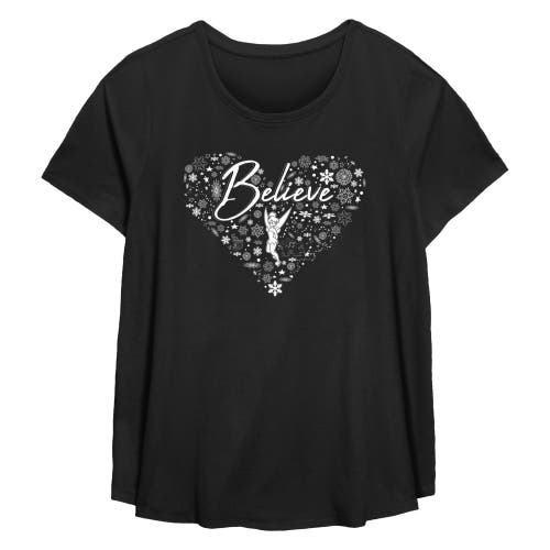 Peter Pan Believe Christmas Snowflakes Graphic T-shirt In Black