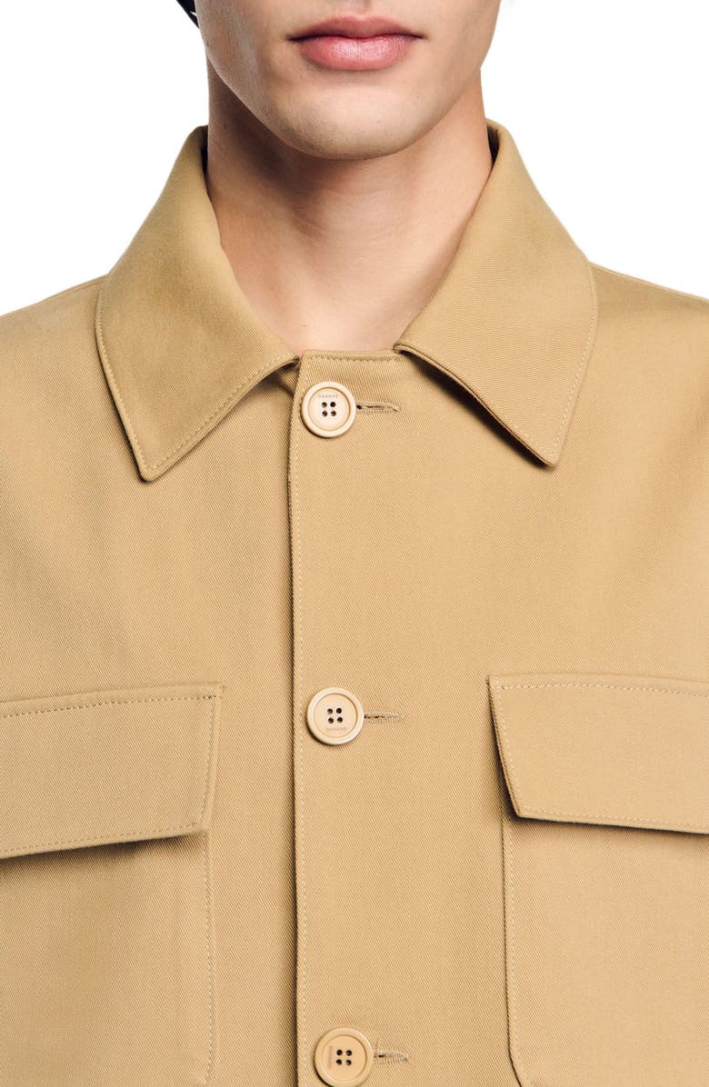SANDRO Oversized shirt with pockets, Alternate, color, Sand.