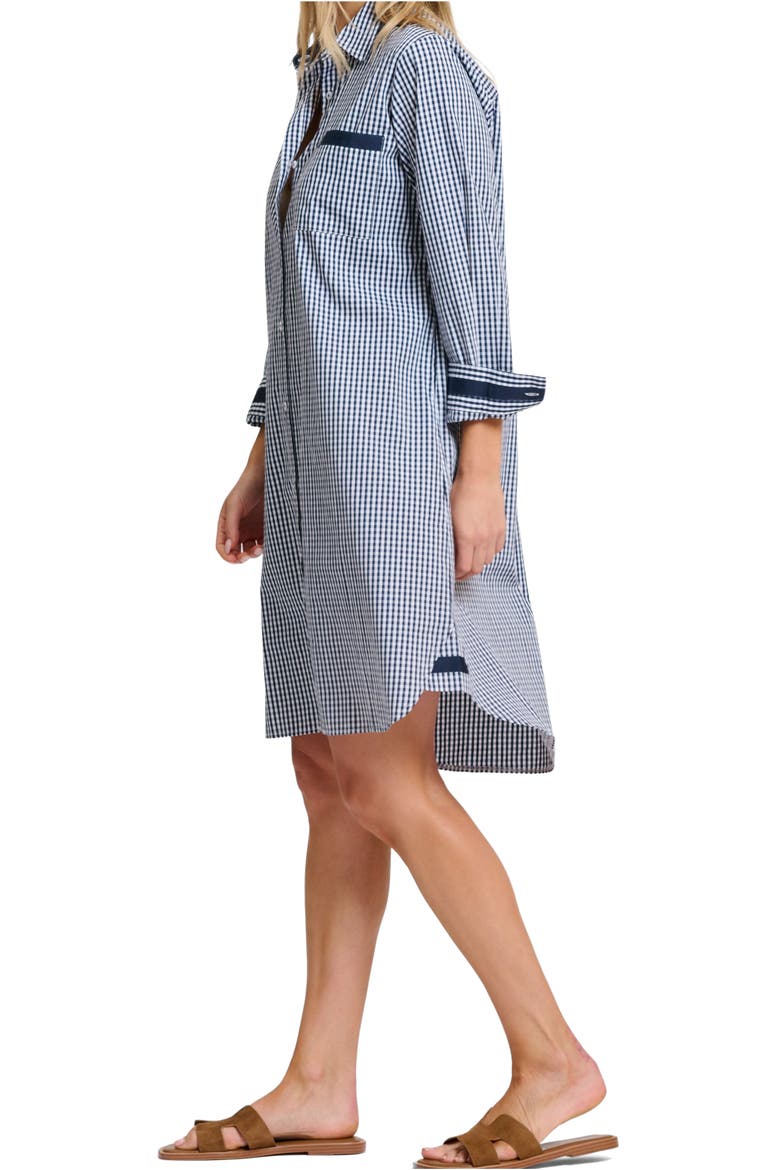 Winnie Gingham Cotton Shirtdress, Alternate, color, FRENCH NAVY