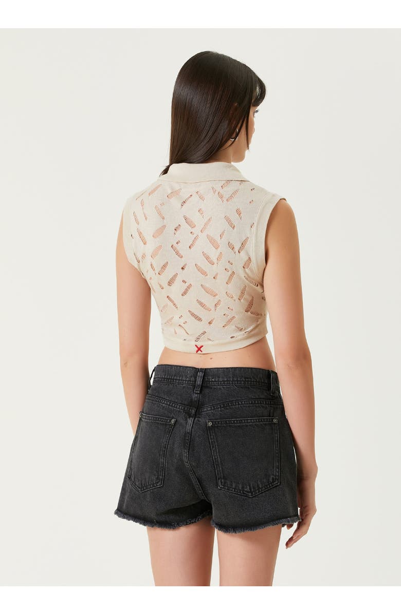 PCFG Cropped Ripped Knit Top, Alternate, color, Brown