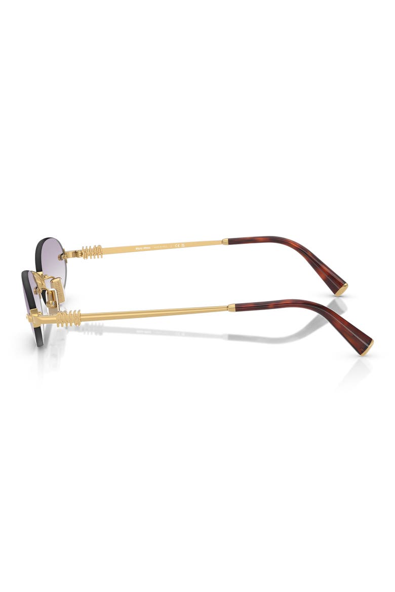 51mm Oval Rimless Sunglasses, Alternate, color, GOLD / CLEAR / DARK GREY