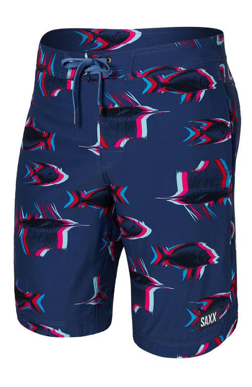 Saxx Betawave 2n1 7-inch Board Shorts In Scaled Up- Deep Cobalt