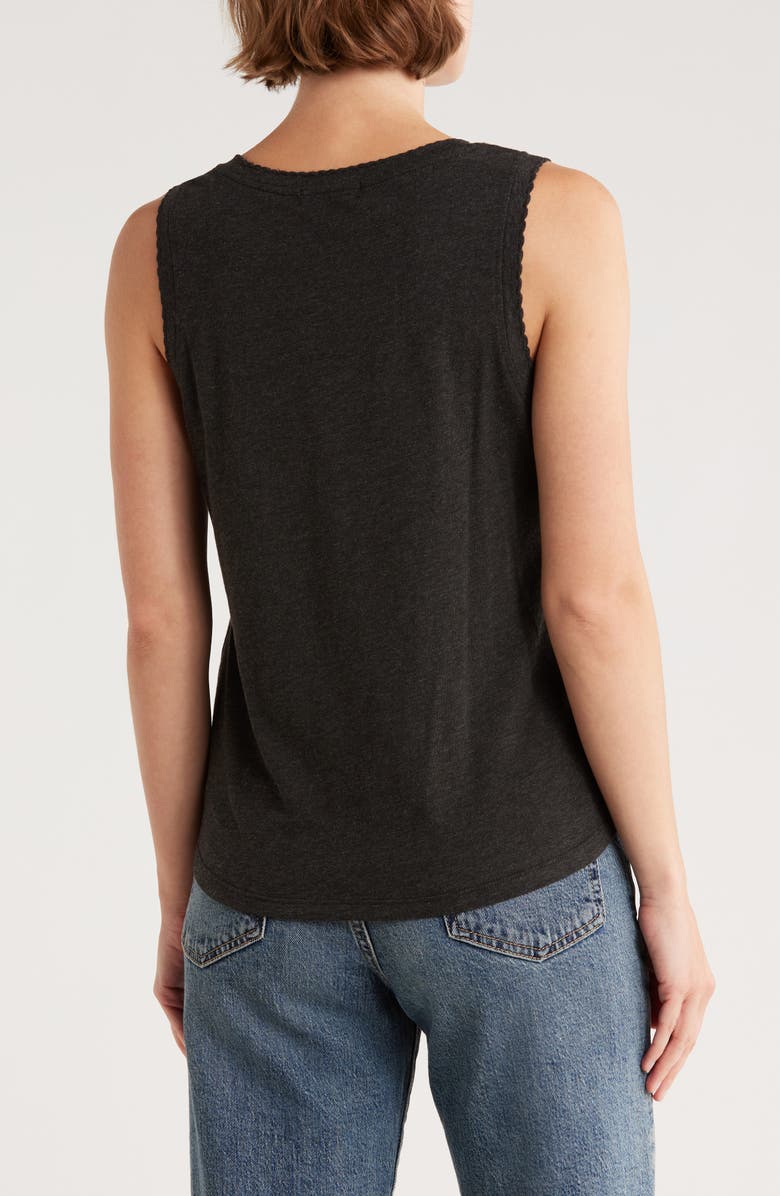 Democracy Scallop Trim Shell Tank Top, Alternate, color, Heather Black