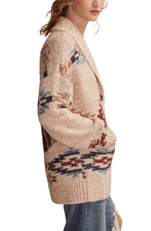 Lucky Brand Santa Fe Intarsia Horse Cardigan In Multi