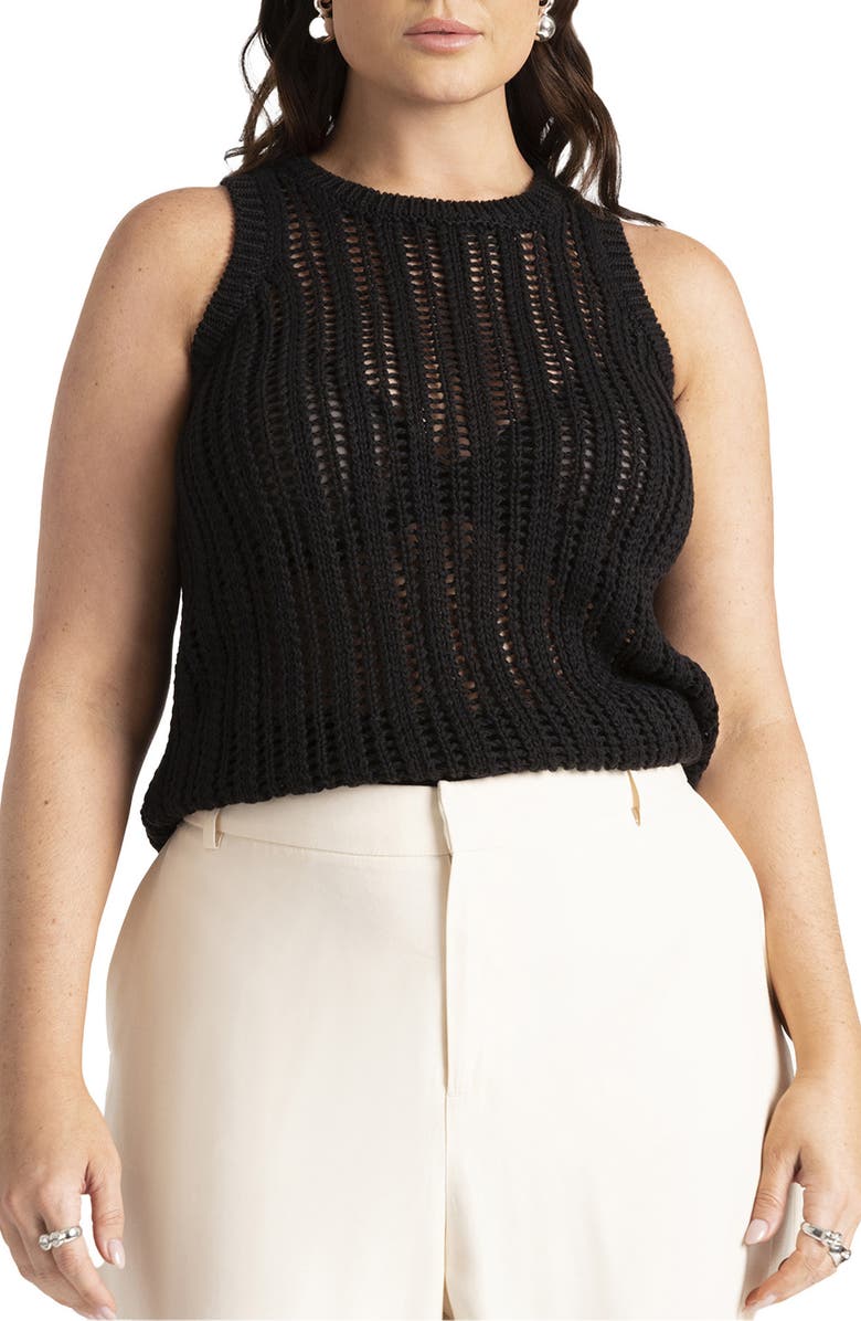 ELOQUII Open Knit Sweater Tank, Main, color, 