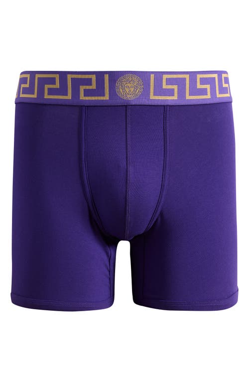 Versace Greek Key Jersey Boxer Briefs In Purple