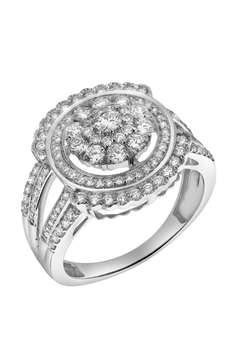 LuvMyJewelry Astrid 14K Gold Round Diamond Studded Cluster Ring - 0.97cts, Alternate, color, 14K White Gold