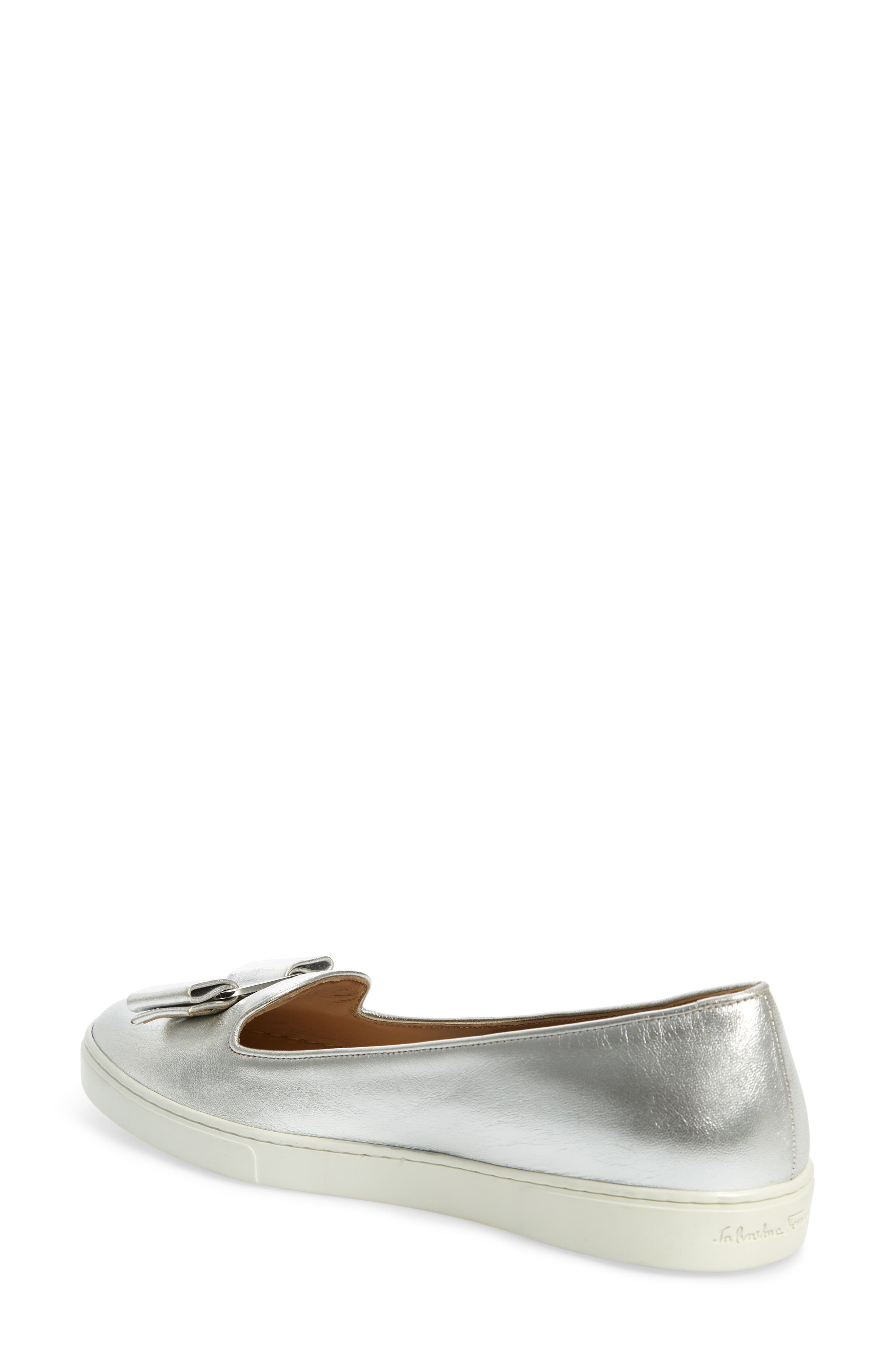 Salvatore Ferragomo Novello Bow Sneaker, Alternate, color, SILVER