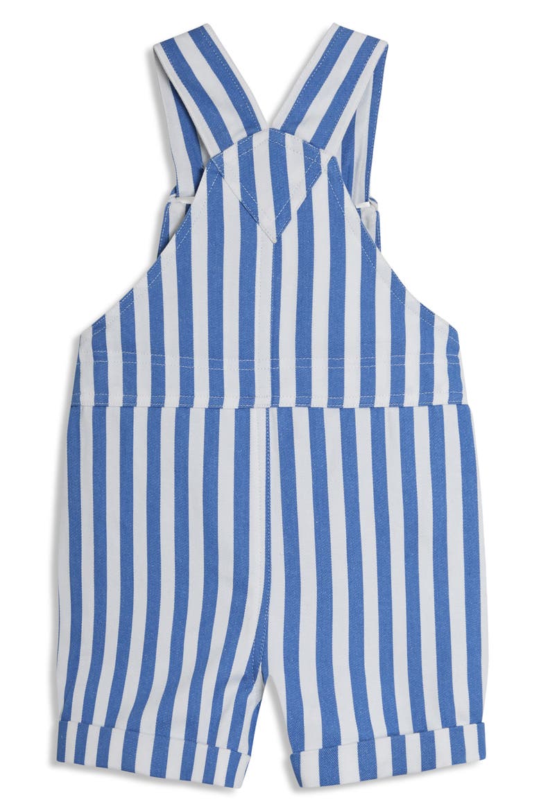 Cotton T-Shirt & Stripe Overalls Set, Alternate, color, BLUE