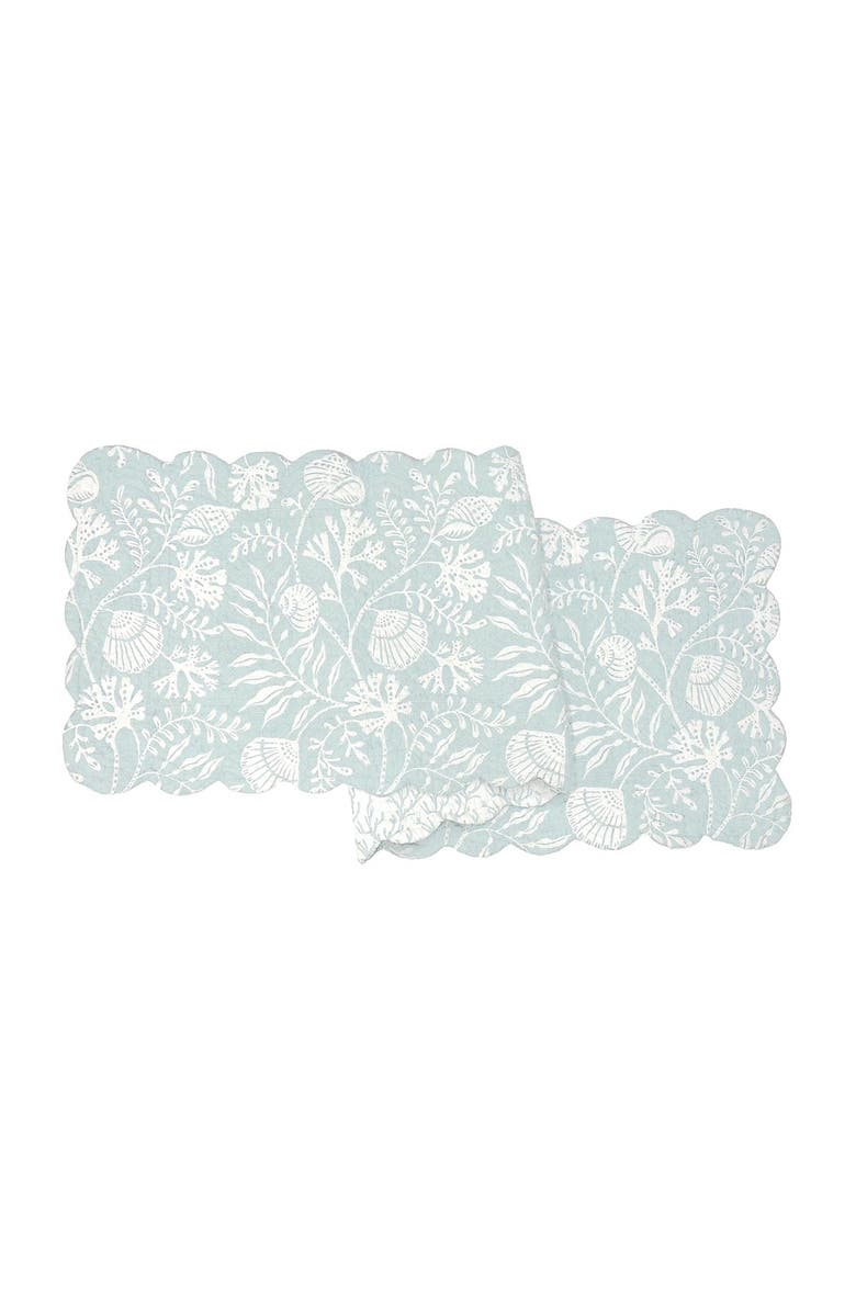 C&F Home Seafoam Reef Cotton Table Runner 14" x 51" - Nautical Coral & Seaweed, Main, color, Blue