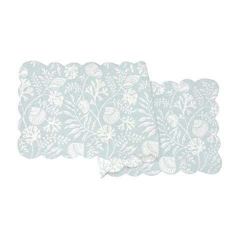 Seafoam Reef Cotton Table Runner 14" x 51" - Nautical Coral & Seaweed