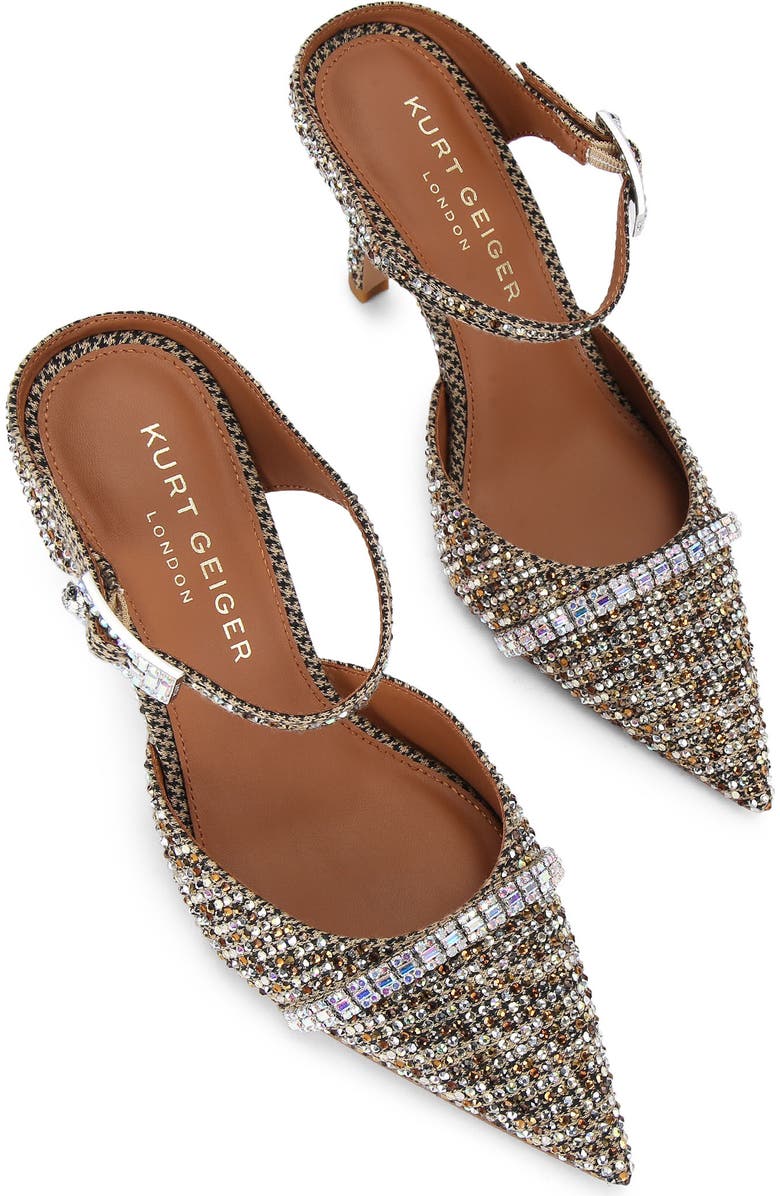 Kurt Geiger London Embellished Pointed Toe Ankle Strap Pump, Alternate, color, Beige