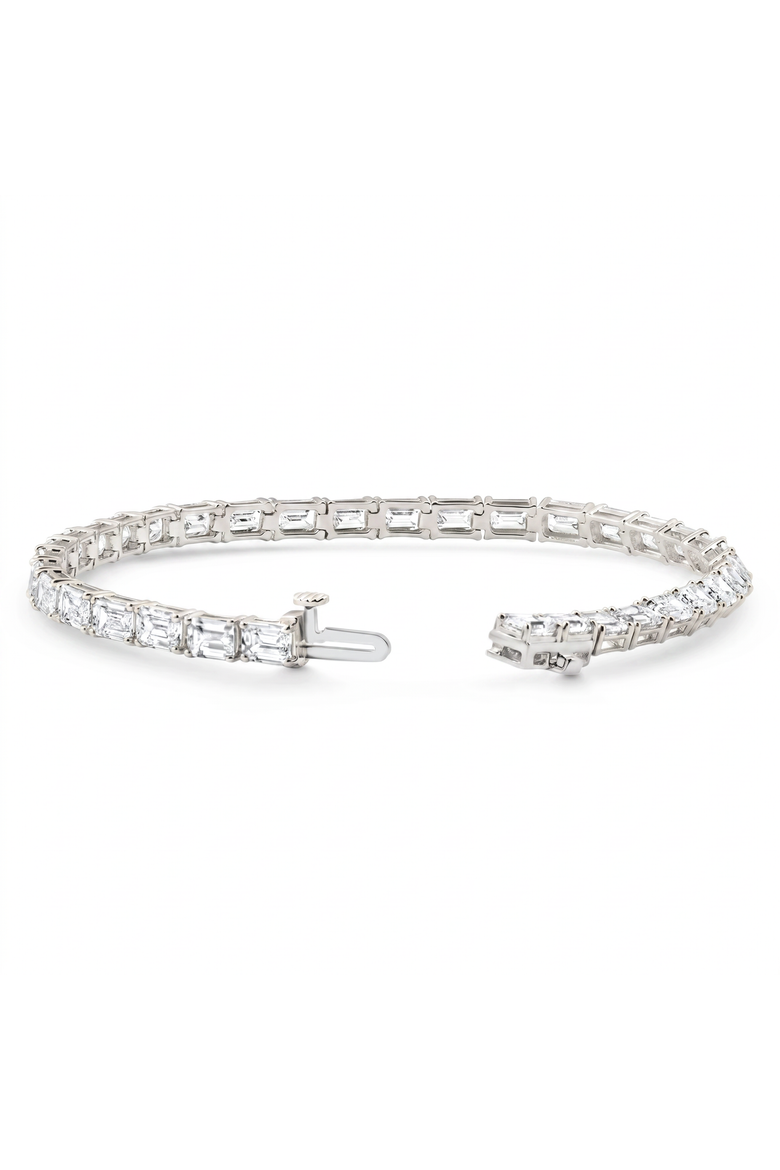 Certified 12.25Ct Emerald Cut Diamond Tennis Bracelet Gold Lab Grown, Alternate, color, 14k White Gold