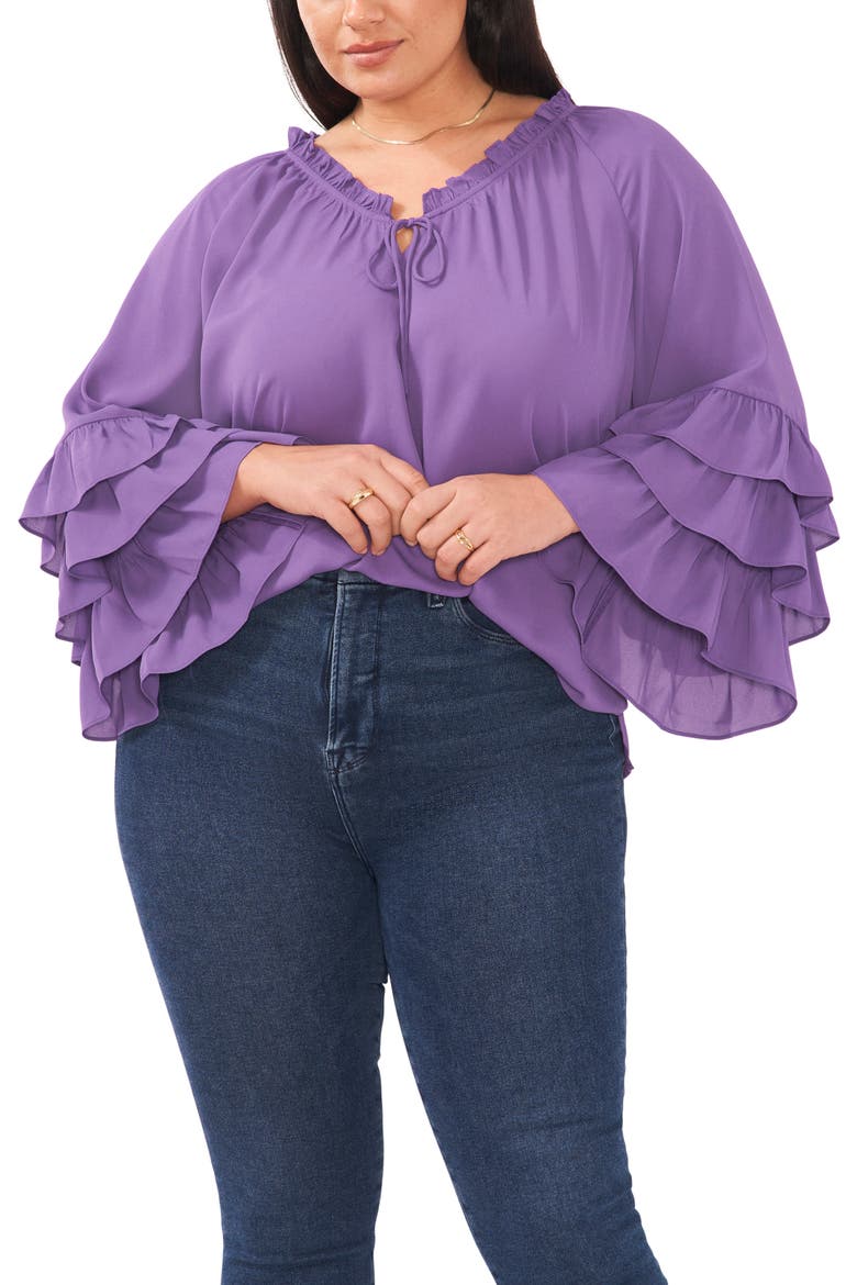 Ruffle Sleeve Blouse, Main, color, 577 TWILIGHT PURPLE