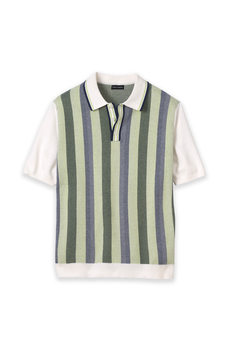 Paul Fredrick Cotton Three Button Polo, Main, color, Green Multi
