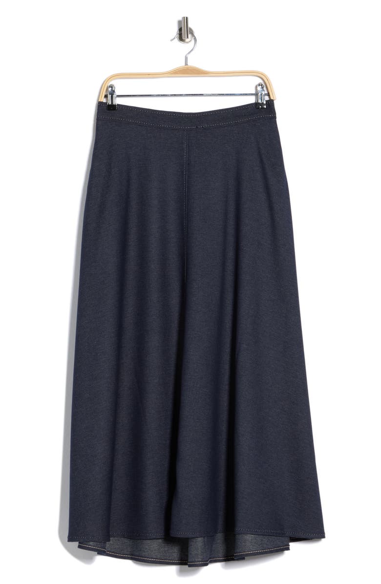 MAX STUDIO Topstitched A-Line Maxi Skirt, Main, color, Indigo