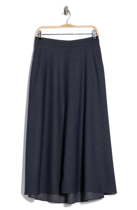 Topstitched A-Line Maxi Skirt