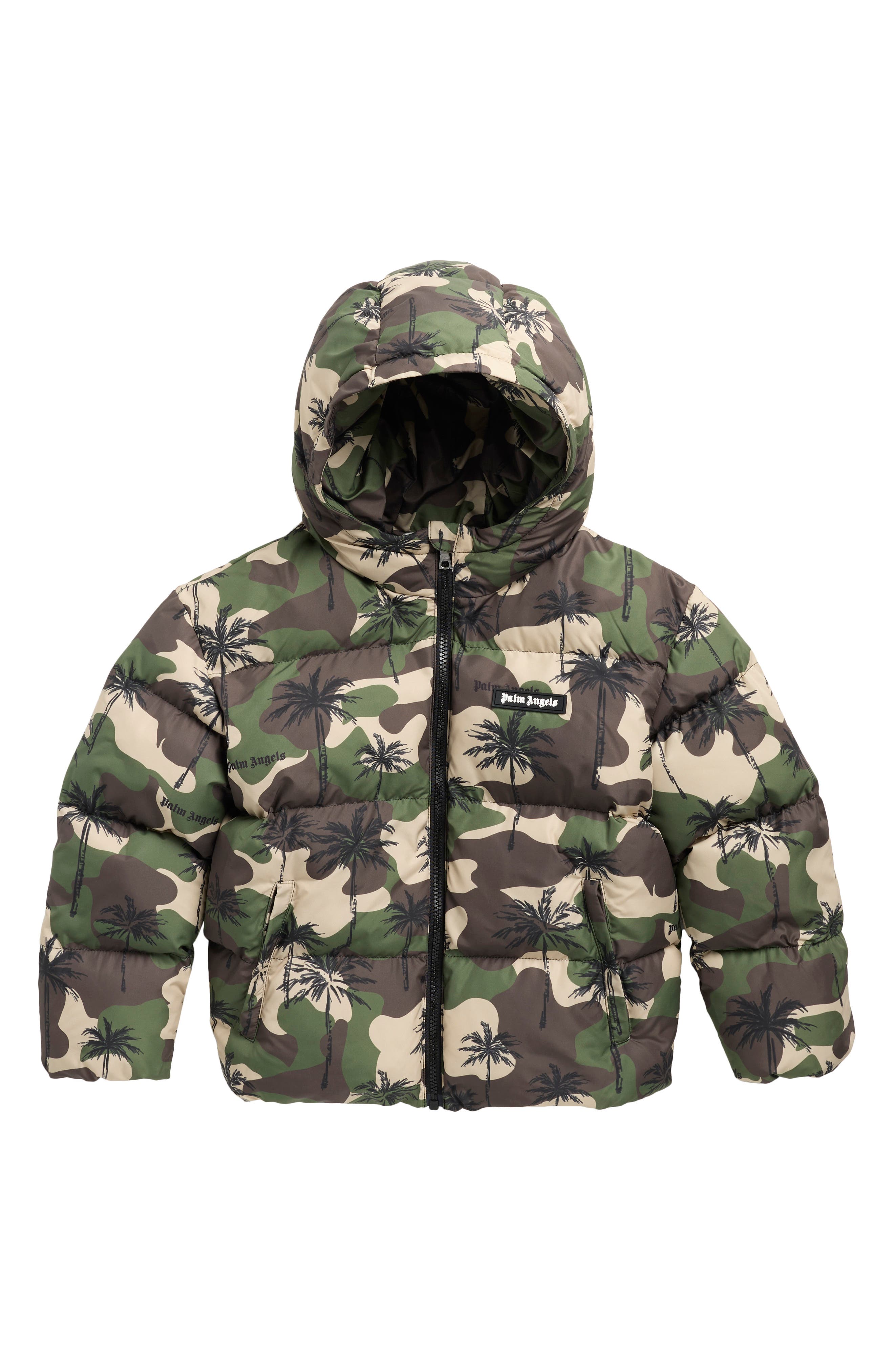 Kids' Camo Palms Hooded Puffer Jacket