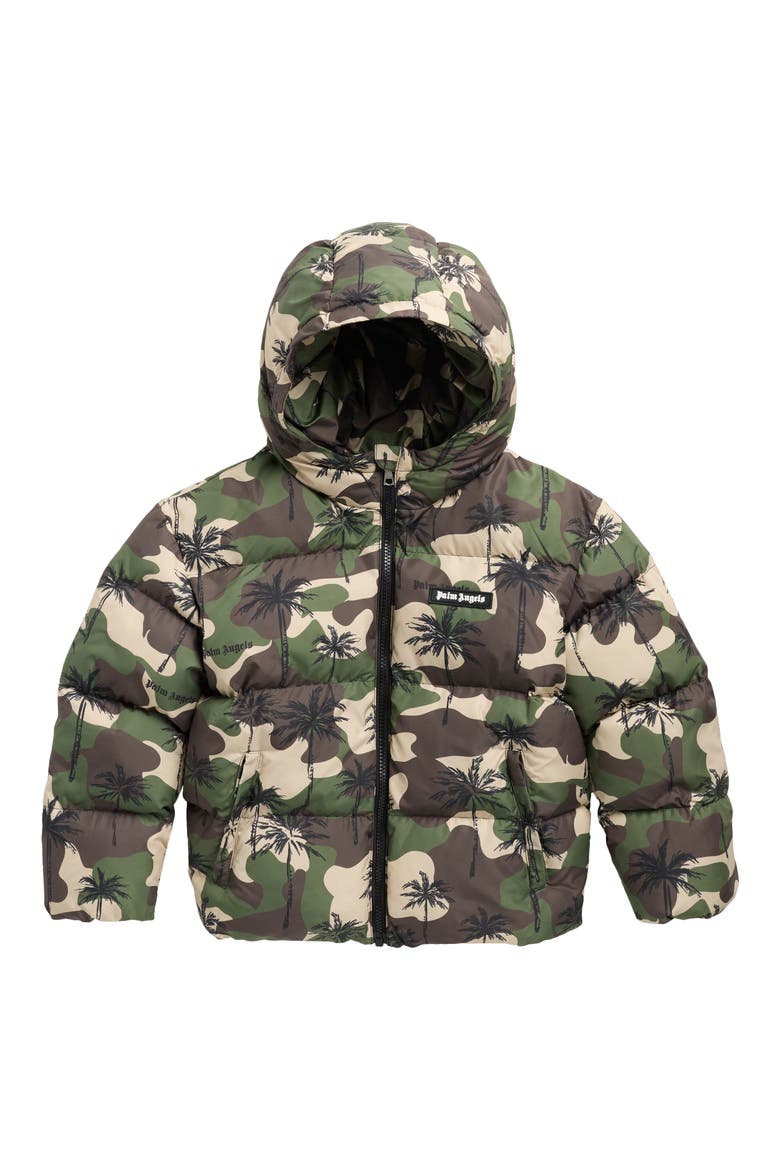 Kids' Camo Palms Hooded Puffer Jacket, Main, color, MILITARY CAMOU/ OFF WHITE